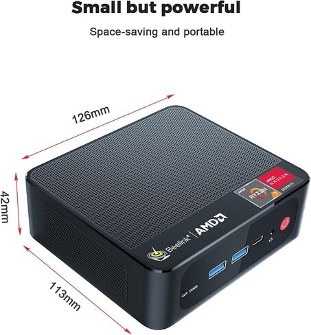 Beelink SER5 PRO Mini PC,AMD Ryzen 5 5600H(up to 4.2GHz,6C/12T),16G DDR4 RAM(3200MHz)/500GB M.2 PCIe3.0 NVMe SSD Mini Computer,Supports 4K Three-Screen Display/WiFi 6/BT5.2 in Saudi Arabia