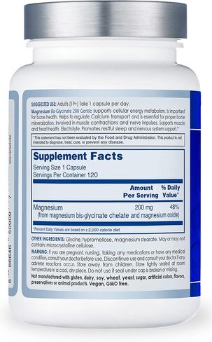 CanPrev Magnesium Bisglycinate Capsules (200 mg) - High Absorption Bisglycinate Magnesium Supplement for Women & Men - Magnesium Pills for Rest - Magnesium Glycinate Chelate Supplement 120 Capsules in Saudi Arabia