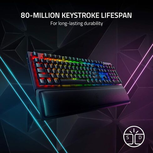 لوحة مفاتيح الألعاب اللاسلكية الميكانيكية Razer BlackWidow V3 Pro: مفاتيح ميكانيكية خضراء - تعمل باللمس والنقر - إضاءة Chroma RGB - مقاومة للظلال - وظائف ماكرو قابلة للبرمجة (متجددة) in Kuwait