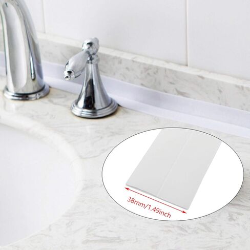 Caulk Strip 1-1/4" x 15" PVC White Self Adhesive Waterproof Sealing Tape for Bathtub Bathroom Shower Toilet Kitchen Floor Wall Edge Protector in Saudi Arabia