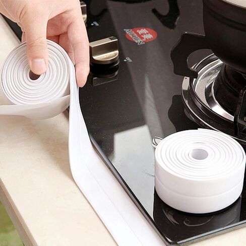Caulk Strip 1-1/4" x 15" PVC White Self Adhesive Waterproof Sealing Tape for Bathtub Bathroom Shower Toilet Kitchen Floor Wall Edge Protector in Saudi Arabia