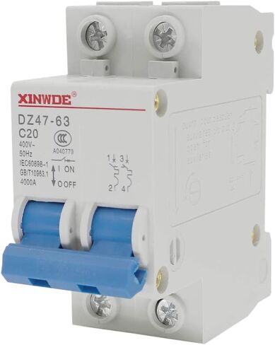 قاطع الدائرة المصغرة ذو الجهد المنخفض DZ47-63 2 Pole 20A 400V DIN Rail Mount C20 in Kuwait