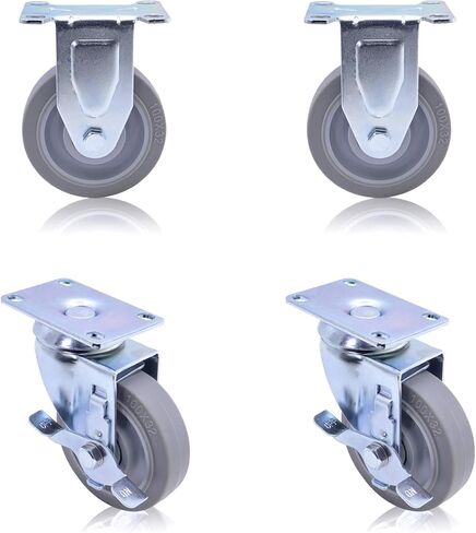 عجلات DGQ مقاس 4 بوصات عالية التحمل من الدرجة التجارية، مجموعة مكونة من 4 قطع (2 صلبة، 2 فرامل) in Kuwait