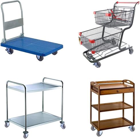 عجلات DGQ مقاس 4 بوصات عالية التحمل من الدرجة التجارية، مجموعة مكونة من 4 قطع (2 صلبة، 2 فرامل) in Kuwait