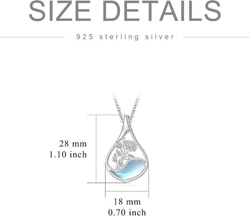 PROESS Moonstone Birth Flower Necklaces for Women Mother Sterling Silver Teardrop Necklace Teardrop Jewelry Gifts for Birthday Christmas in Saudi Arabia
