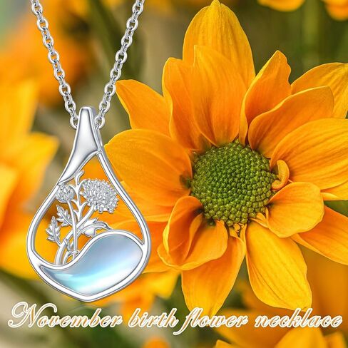 PROESS Moonstone Birth Flower Necklaces for Women Mother Sterling Silver Teardrop Necklace Teardrop Jewelry Gifts for Birthday Christmas in Saudi Arabia