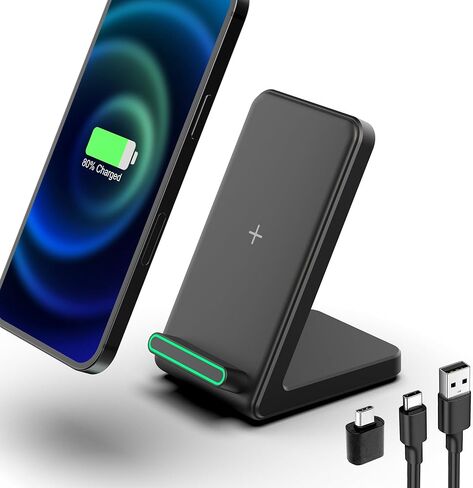 محطة شحن لاسلكية لهاتف Samsung Galaxy S24/S23/S23+/S22/S22+/S21/S20/S20+/S10/S9+/S9/S8/S8+/S7/Note10/9/8 حامل شحن لاسلكي Qi 15 وات لهاتف iPhone 15/14/ محول USB 13/12/11 OTG (لا يوجد محول تيار متردد) in Kuwait