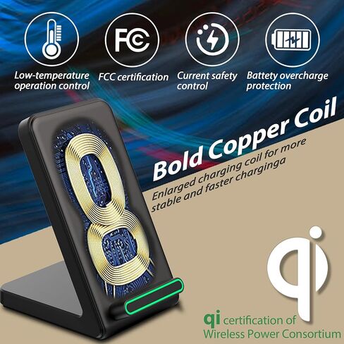 محطة شحن لاسلكية لهاتف Samsung Galaxy S24/S23/S23+/S22/S22+/S21/S20/S20+/S10/S9+/S9/S8/S8+/S7/Note10/9/8 حامل شحن لاسلكي Qi 15 وات لهاتف iPhone 15/14/ محول USB 13/12/11 OTG (لا يوجد محول تيار متردد) in Kuwait