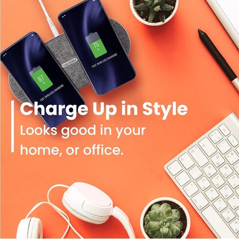 Ventev Wireless Chargepad Duo مع تقنية Qi | محطة شحن سريعة لشحن سامسونج وأبل لهاتفين في وقت واحد | يعمل كشاحن iPhone وشاحن Samsung Android in Kuwait