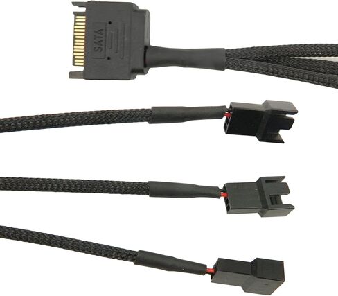 كابل مقسم الطاقة SATA 1 إلى 3 3 دبابيس / 4 دبابيس PMW 12 فولت كابل محول الطاقة لمروحة الكمبيوتر، موصل PWM 3 دبابيس/4 دبابيس إلى 15 دبوس ذكر SATA مقسم مروحة التبريد Y كابل الطاقة in Kuwait