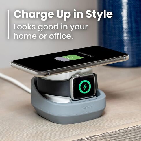 Ventev Wireless Chargepad Duo مع تقنية Qi | محطة شحن سريعة لشحن سامسونج وأبل لهاتفين في وقت واحد | يعمل كشاحن iPhone وشاحن Samsung Android in Kuwait