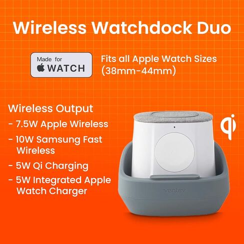 Ventev Wireless Chargepad Duo مع تقنية Qi | محطة شحن سريعة لشحن سامسونج وأبل لهاتفين في وقت واحد | يعمل كشاحن iPhone وشاحن Samsung Android in Kuwait