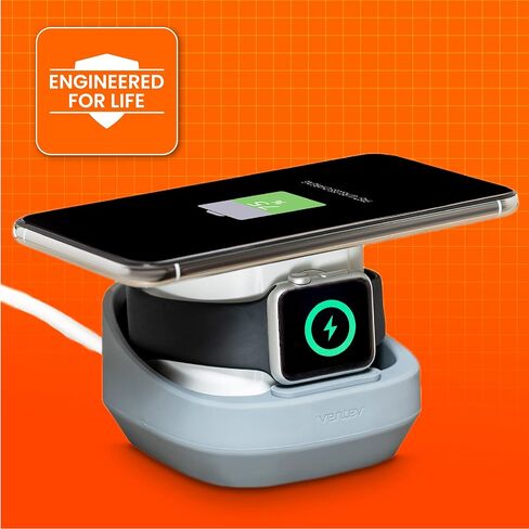Ventev Wireless Chargepad Duo مع تقنية Qi | محطة شحن سريعة لشحن سامسونج وأبل لهاتفين في وقت واحد | يعمل كشاحن iPhone وشاحن Samsung Android in Kuwait