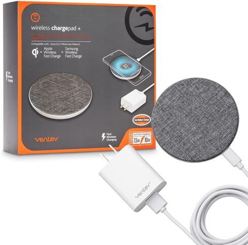 Ventev Wireless Chargepad Duo مع تقنية Qi | محطة شحن سريعة لشحن سامسونج وأبل لهاتفين في وقت واحد | يعمل كشاحن iPhone وشاحن Samsung Android in Kuwait