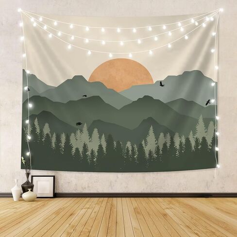 SUOTEMEIFEI Boho Mountain Sun نسيج بسيط فن شروق الشمس طبيعة نسيج غروب الشمس المناظر الطبيعية مجردة الجمالية جدار غرفة النوم غرفة المعيشة ديكور الكلية النوم الجدار شنقا 60x51 بوصة in Kuwait