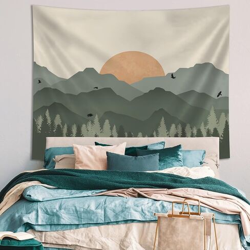 SUOTEMEIFEI Boho Mountain Sun نسيج بسيط فن شروق الشمس طبيعة نسيج غروب الشمس المناظر الطبيعية مجردة الجمالية جدار غرفة النوم غرفة المعيشة ديكور الكلية النوم الجدار شنقا 60x51 بوصة in Kuwait
