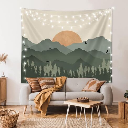SUOTEMEIFEI Boho Mountain Sun نسيج بسيط فن شروق الشمس طبيعة نسيج غروب الشمس المناظر الطبيعية مجردة الجمالية جدار غرفة النوم غرفة المعيشة ديكور الكلية النوم الجدار شنقا 60x51 بوصة in Kuwait