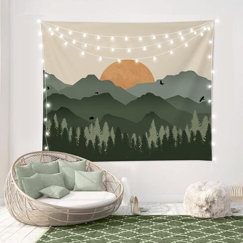 SUOTEMEIFEI Boho Mountain Sun نسيج بسيط فن شروق الشمس طبيعة نسيج غروب الشمس المناظر الطبيعية مجردة الجمالية جدار غرفة النوم غرفة المعيشة ديكور الكلية النوم الجدار شنقا 60x51 بوصة in Kuwait
