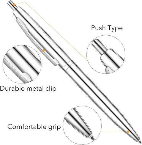 Unibene 6 Pack Black &Sliver Click Ballpoint Pens - Black ink Medium Point(1 mm), Metallic Retractable Pen Nice Gift for Business Office Students Teachers Wedding Christmas in Saudi Arabia