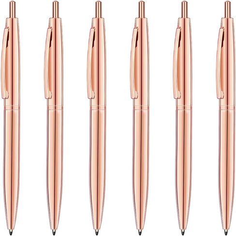 Unibene 6 Pack Black &Sliver Click Ballpoint Pens - Black ink Medium Point(1 mm), Metallic Retractable Pen Nice Gift for Business Office Students Teachers Wedding Christmas in Saudi Arabia