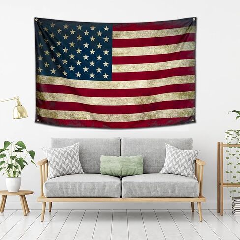 Qasrhibao American Flag Tapestry Vintage Retro USA Flag Poster, 3x5FT Polyester Summer Tapestry, Wall Hanging Decor for Dorm Living Room College Bedroom Wall Art in Saudi Arabia