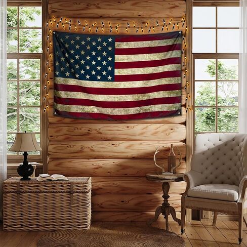 Qasrhibao American Flag Tapestry Vintage Retro USA Flag Poster, 3x5FT Polyester Summer Tapestry, Wall Hanging Decor for Dorm Living Room College Bedroom Wall Art in Saudi Arabia