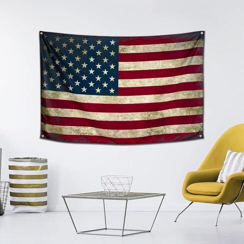 Qasrhibao American Flag Tapestry Vintage Retro USA Flag Poster, 3x5FT Polyester Summer Tapestry, Wall Hanging Decor for Dorm Living Room College Bedroom Wall Art in Saudi Arabia