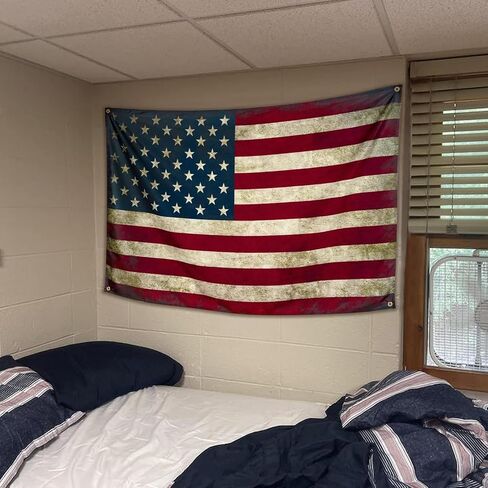 Qasrhibao American Flag Tapestry Vintage Retro USA Flag Poster, 3x5FT Polyester Summer Tapestry, Wall Hanging Decor for Dorm Living Room College Bedroom Wall Art in Saudi Arabia