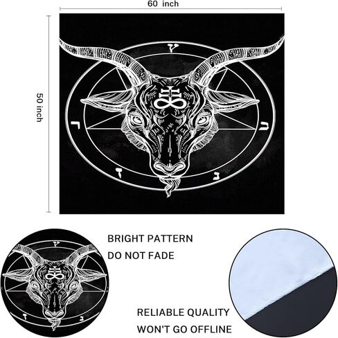 emvency نسيج الخماسي مع شيطان baphomet الشيطانية رأس الماعز رمز ثنائي الوشم الرجعية الموسيقى الصيف لراكب الدراجة النارية الأسود ديكور المنزل الجدار شنقا لغرفة المعيشة غرفة نوم النوم 50x60 بوصة in Kuwait