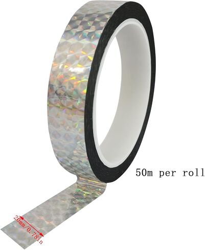 شريط عاكس ثلاثي الأبعاد 1 لفة 2 سم × 50 متر شريط عاكس ثلاثي الأبعاد فضي ذاتي اللصق، شريط منشوري in Kuwait