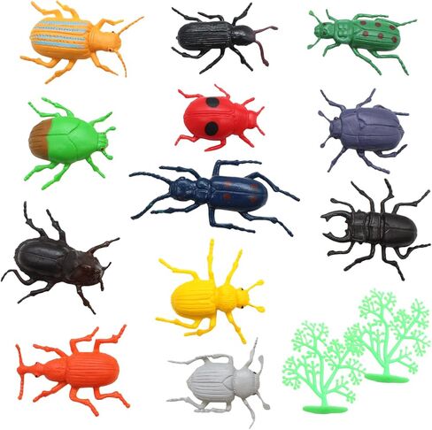 Animal Assorted Mini Plastic Figures Toy Set, Educational Party Cake Topper, Goody Bag Filler (12pcs Beetle) in Saudi Arabia