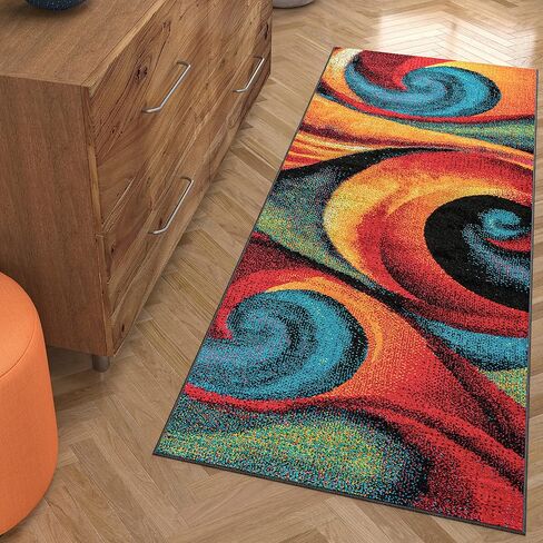 Susan Contemporary Abstract Multi-Color Runner Rug, 2.7' x 7' in Saudi Arabia