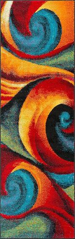 Susan Contemporary Abstract Multi-Color Runner Rug, 2.7' x 7' in Saudi Arabia