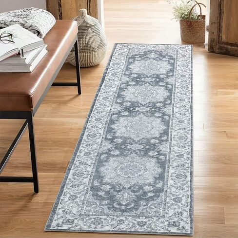 CAROMIO Vintage Washable Area Rug Distressed Small Carpet Non-Slip Non-Shedding Waterproof Entryway Area Rug for Hallway Dining Room, 2' x 3' Blue in Saudi Arabia