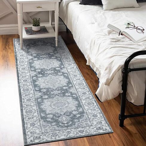 CAROMIO Vintage Washable Area Rug Distressed Small Carpet Non-Slip Non-Shedding Waterproof Entryway Area Rug for Hallway Dining Room, 2' x 3' Blue in Saudi Arabia