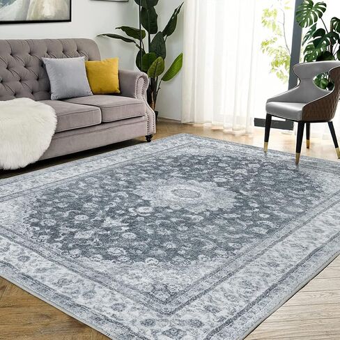 CAROMIO Vintage Washable Area Rug Distressed Small Carpet Non-Slip Non-Shedding Waterproof Entryway Area Rug for Hallway Dining Room, 2' x 3' Blue in Saudi Arabia