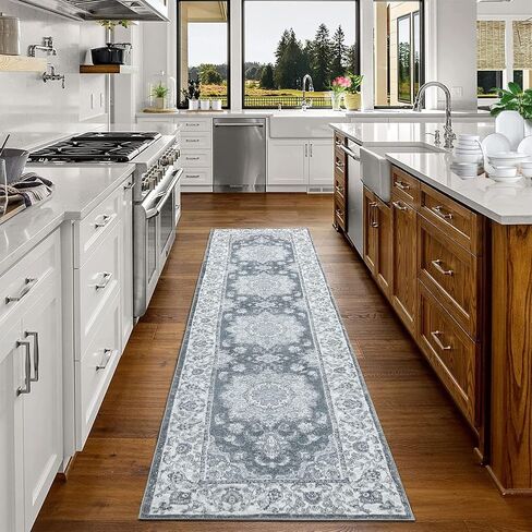 CAROMIO Vintage Washable Area Rug Distressed Small Carpet Non-Slip Non-Shedding Waterproof Entryway Area Rug for Hallway Dining Room, 2' x 3' Blue in Saudi Arabia
