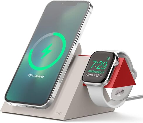 محطة شحن elago متوافقة مع سلسلة iPhone 15، وسلسلة iPhone 14، وسلسلة iPhone 13، وسلسلة iPhone 12، متوافقة مع MagSafe، ومتوافقة مع سلسلة Apple Watch - الشواحن غير متضمنة in Kuwait
