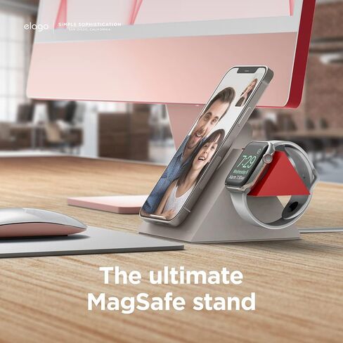 محطة شحن elago متوافقة مع سلسلة iPhone 15، وسلسلة iPhone 14، وسلسلة iPhone 13، وسلسلة iPhone 12، متوافقة مع MagSafe، ومتوافقة مع سلسلة Apple Watch - الشواحن غير متضمنة in Kuwait