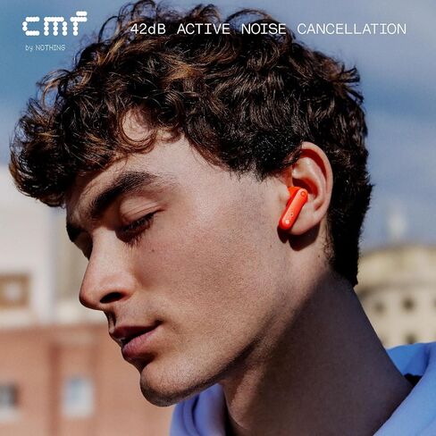 Buds Wireless Bluetooth Earbuds, 42dB Noise Cancelling Earbuds, Dirac HD Audio, 35.5H Playtime, BT5.3, IP54 Waterproof, 4HD Mics Wireless Headphones for iPhone & Android (Clear Orange) in Kuwait