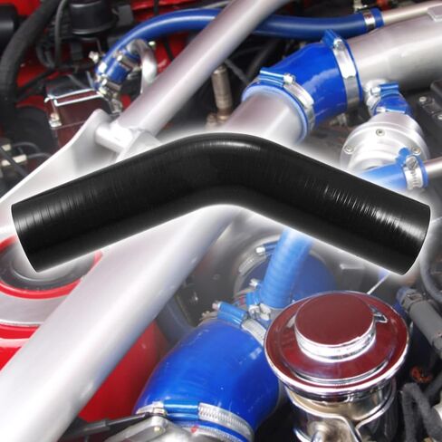 X AUTOHAUX 48mm 1.89" ID 45 Degree Elbow Silicone Reducer Hose Pipe Bend Turbo Water Intercooler Black in Saudi Arabia
