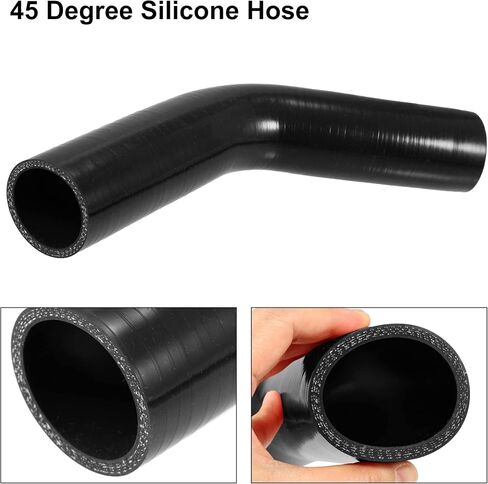 X AUTOHAUX 48mm 1.89" ID 45 Degree Elbow Silicone Reducer Hose Pipe Bend Turbo Water Intercooler Black in Saudi Arabia