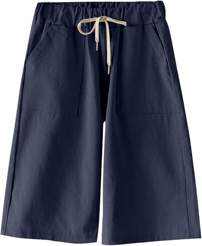 شورت برمودا نسائي كاجوال برباط من القطن من COWOKA بخصر مطاطي مريح للشاطئ in Kuwait