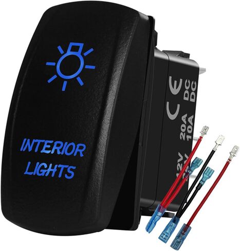 الأزرق Led أضواء داخلية الروك التبديل مع 5P On Off SPST تبديل التبديل ل 12 فولت/24 فولت سيارة شاحنة جيب YJ بولاريس رينجر UTV ATV SXS in Kuwait