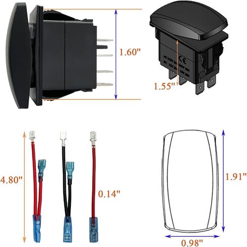 الأزرق Led أضواء داخلية الروك التبديل مع 5P On Off SPST تبديل التبديل ل 12 فولت/24 فولت سيارة شاحنة جيب YJ بولاريس رينجر UTV ATV SXS in Kuwait