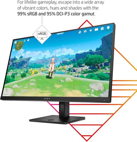 شاشة HP OMEN 27 بوصة FHD للألعاب 165 هرتز، AMD Freesync Premium، راحة العين، HDR، حامل قابل للتعديل، لوحة IPS قابلة للتركيب، زاوية عرض 178 درجة، وقت استجابة 1 مللي ثانية لسطح المكتب للكمبيوتر المحمول (متجدد) in Saudi Arabia