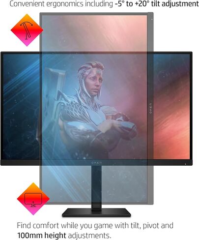 شاشة HP OMEN 27 بوصة FHD للألعاب 165 هرتز، AMD Freesync Premium، راحة العين، HDR، حامل قابل للتعديل، لوحة IPS قابلة للتركيب، زاوية عرض 178 درجة، وقت استجابة 1 مللي ثانية لسطح المكتب للكمبيوتر المحمول (متجدد) in Saudi Arabia