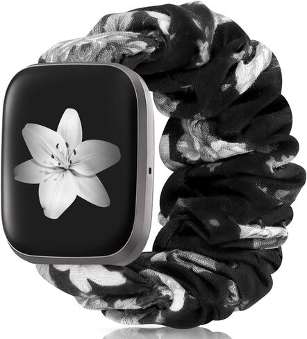 متوافق مع سوار Fitbit Versa 2 لإصدار Versa/Versa 2/ Versa Lite للنساء، وأساور ساعة Scrunchie المرنة وأساور المعصم المرنة البديلة لـ Fitbit Versa (B Gray S) in Saudi Arabia