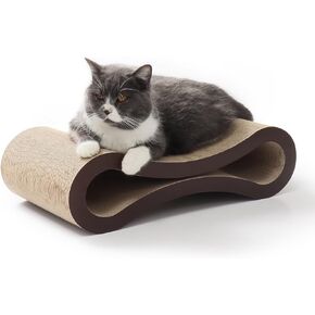 Cat Scratcher Lounge, Eco-Friendly Cardboard, Cat Scratching Board for Indoor Cats, Reversible, Non-Toxic & Durable, Includes Premium Organic Catnip, Walnut Brown
