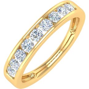 FINEROCK 1/2 Carat Channel Set Diamond Wedding Band Ring in 14K Gold